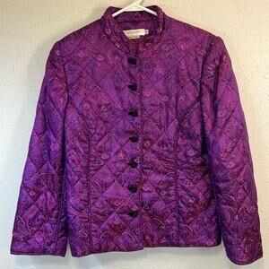 Melrose womens size 12 Jacket Asian Oriental Quilted Paisley Elegant Timeless‎